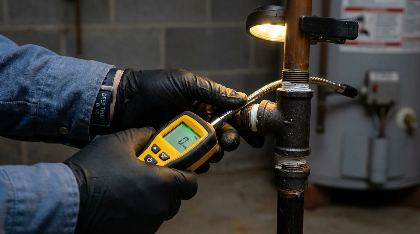 Gas leak detection with electronic sniffer by Johns Plumbing LLC in College Place
