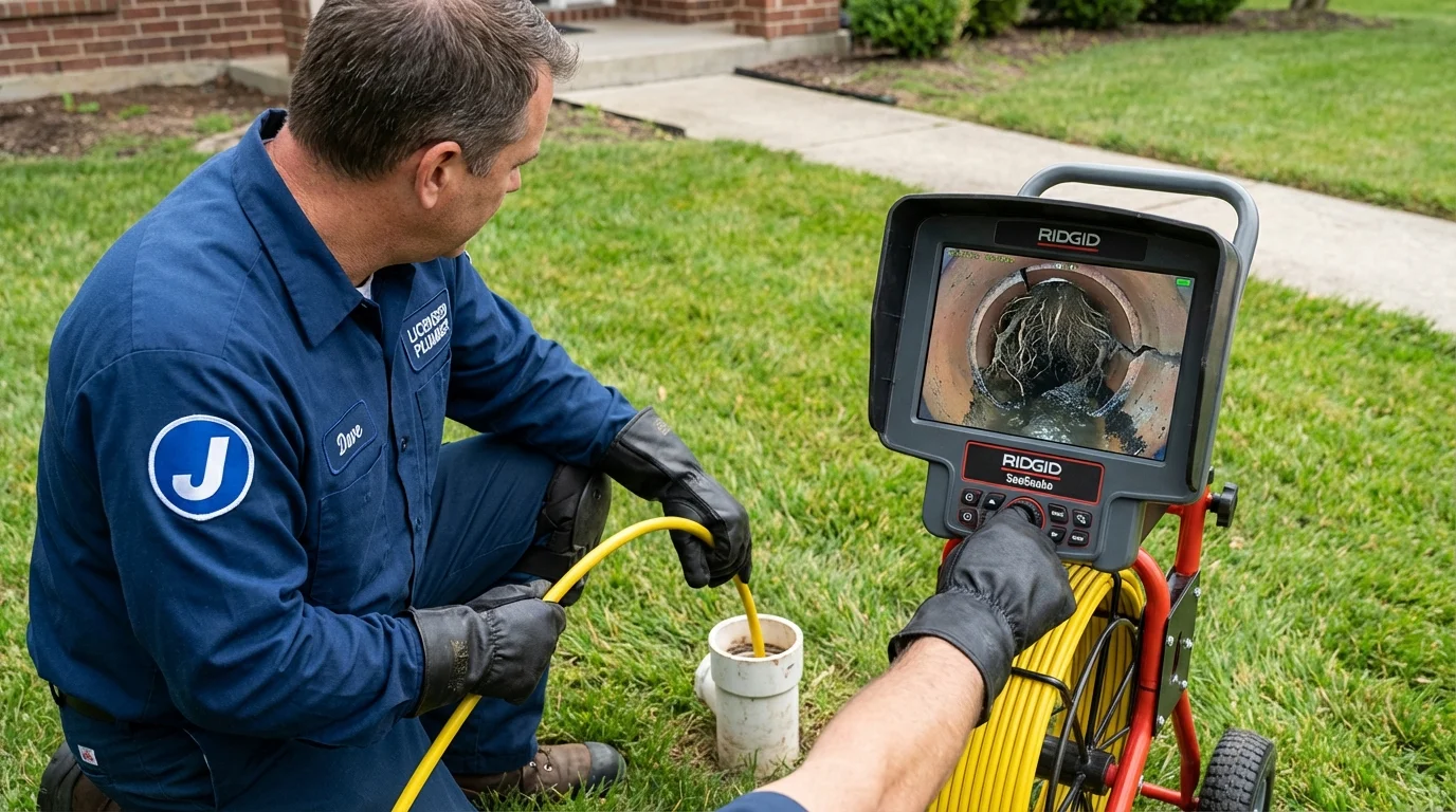 Sewer camera inspection being performed by Johns Plumbing LLC in College Place