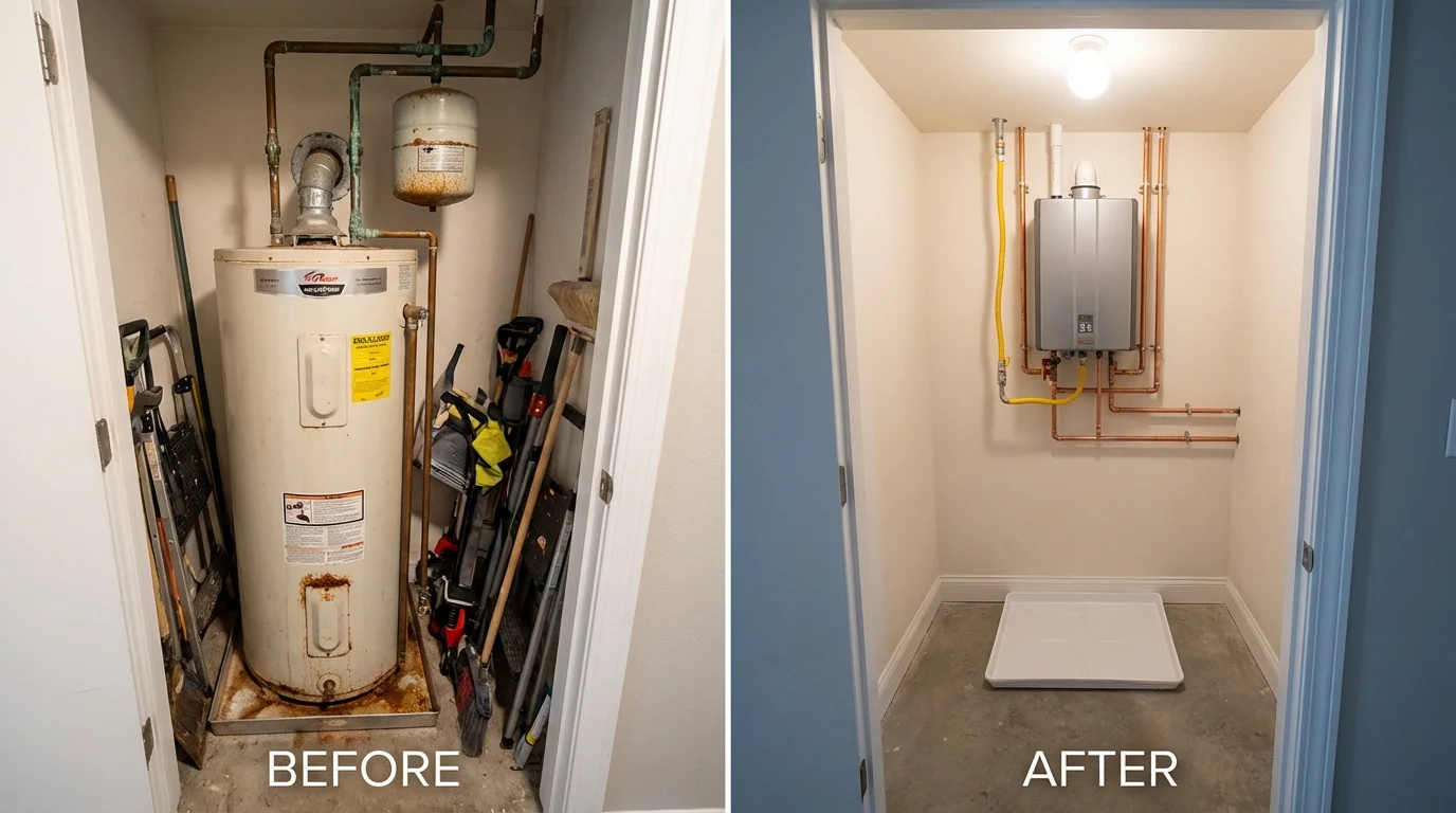 Tank water heater versus wall-mounted tankless unit comparison for College Place, WA homeowners