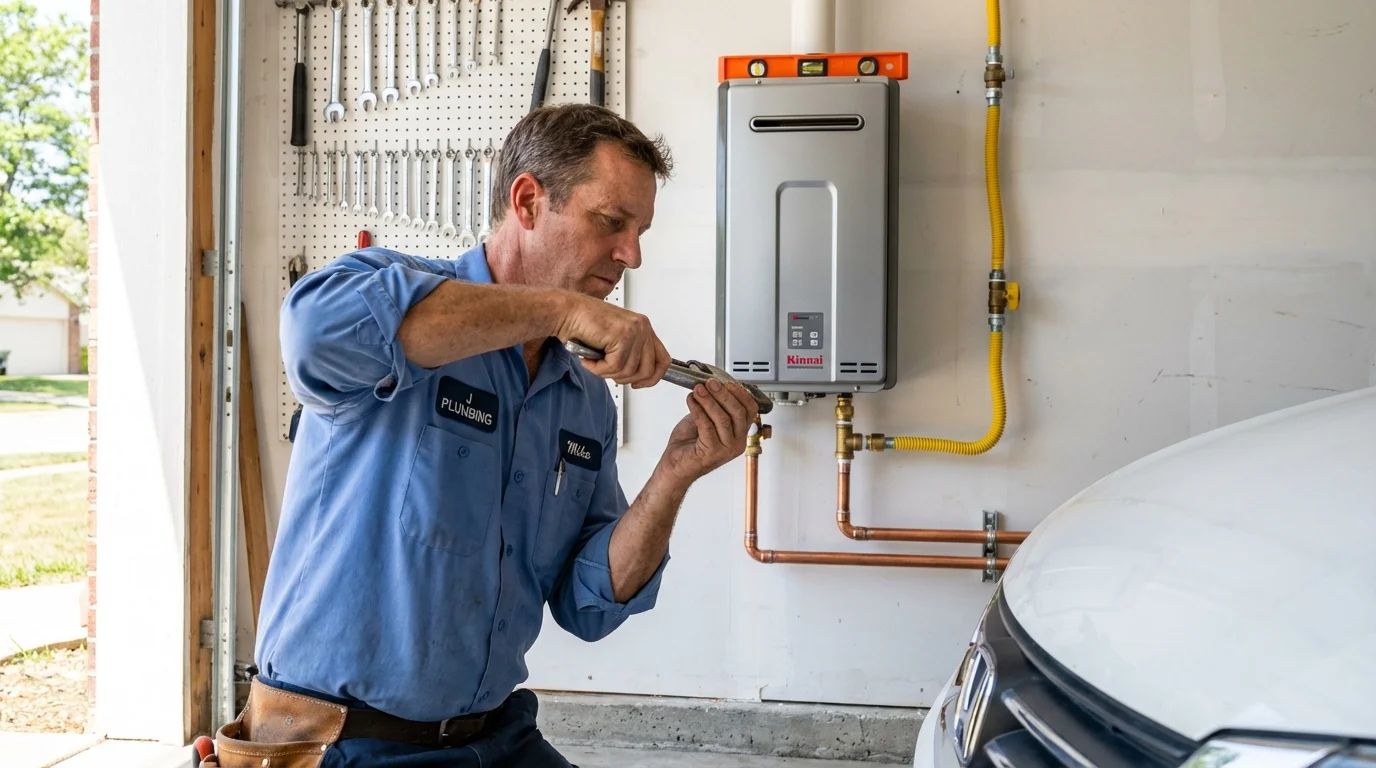 Tankless water heater installation by a Johns Plumbing LLC plumber in College Place